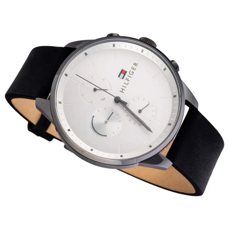 Tommy Hilfiger Men’s Quartz Leather Strap Silver Dial 44mm Watch 1791489
