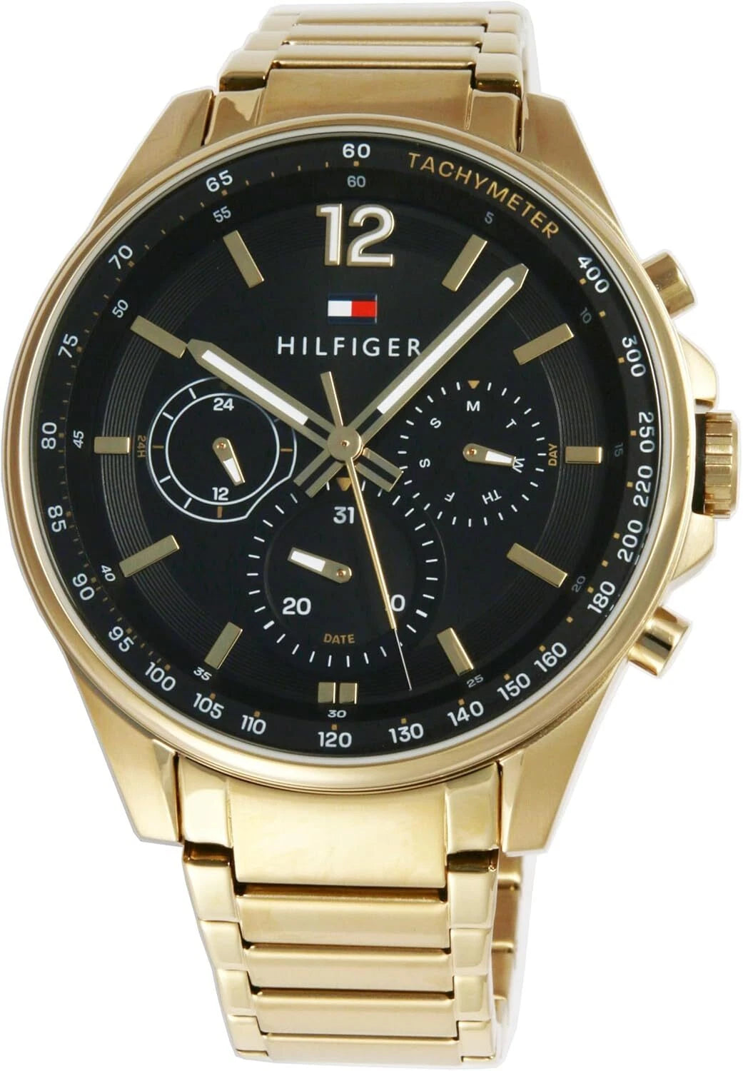 Tommy Hilfiger Men’s Quartz Gold Stainless Steel Black Dial 45mm Watch 1791974
