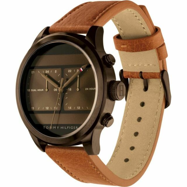 Tommy Hilfiger Men’s Quartz Brown Leather Strap Brown Dial 44mm Watch 1791594