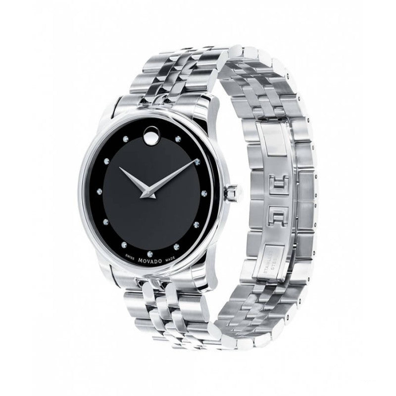 Movado Men’s Quartz Swiss Made Stainless Steel Black Dial 40mm Watch 606878