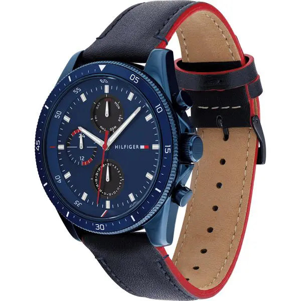 Tommy Hilfiger Men’s Quartz Blue Leather Strap Blue Dial 44mm Watch 1791839